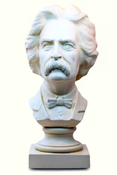 Mark Twain Bust Statue White Display Head